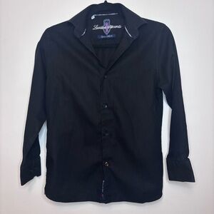 Luchiano Visconti Signature Collection Boys Black Jacquard Dress Shirt Size 12
